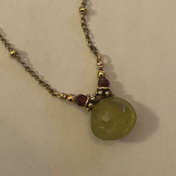 Peridot & Garnet Gold Pendant Necklace 17" - Picture 7 of 11